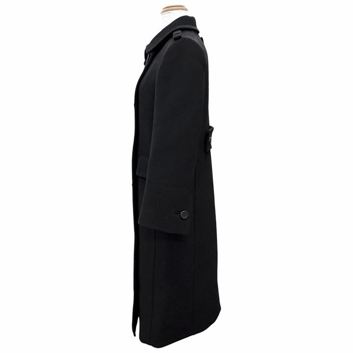 Excellent PRADA coat Triangle Logo Double-Breasted Long Jacket black IT 40 P604S