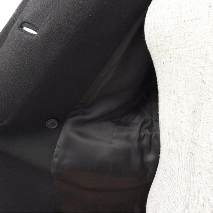 Excellent PRADA coat Triangle Logo Double-Breasted Long Jacket black IT 40 P604S