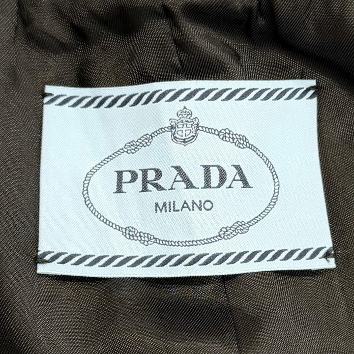Excellent PRADA coat Triangle Logo Double-Breasted Long Jacket black IT 40 P604S