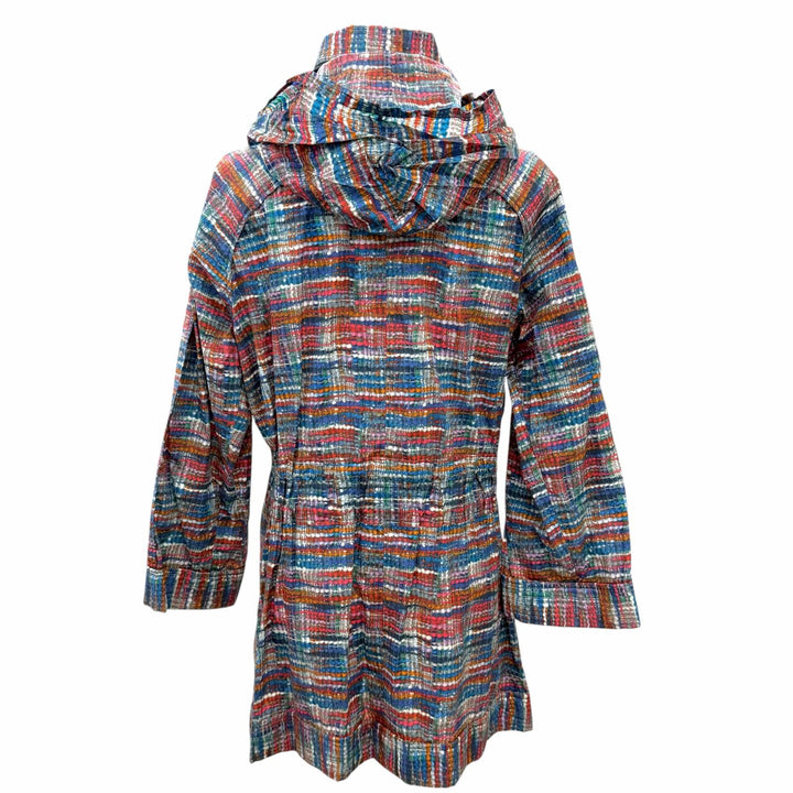Excellent CHANEL COCO Button Tweed Print Hooded Rain Jacket 36 P48057V35794