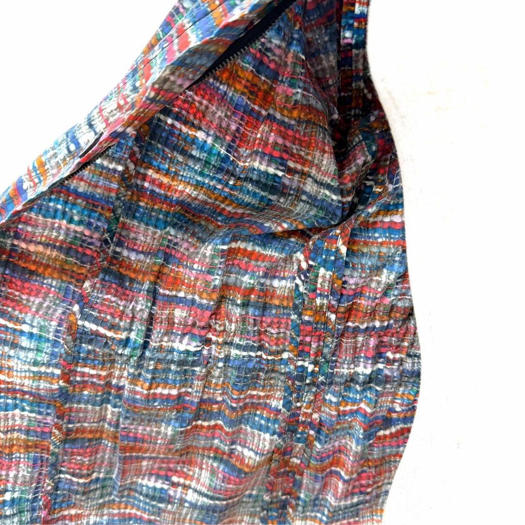Excellent CHANEL COCO Button Tweed Print Hooded Rain Jacket 36 P48057V35794