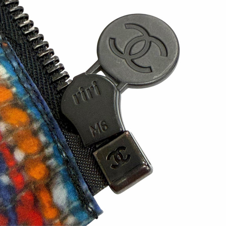 Excellent CHANEL COCO Button Tweed Print Hooded Rain Jacket 36 P48057V35794