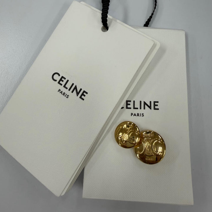 Excellent CELINE Jacket Triomphe button, check pattern, padded overshirt. 34