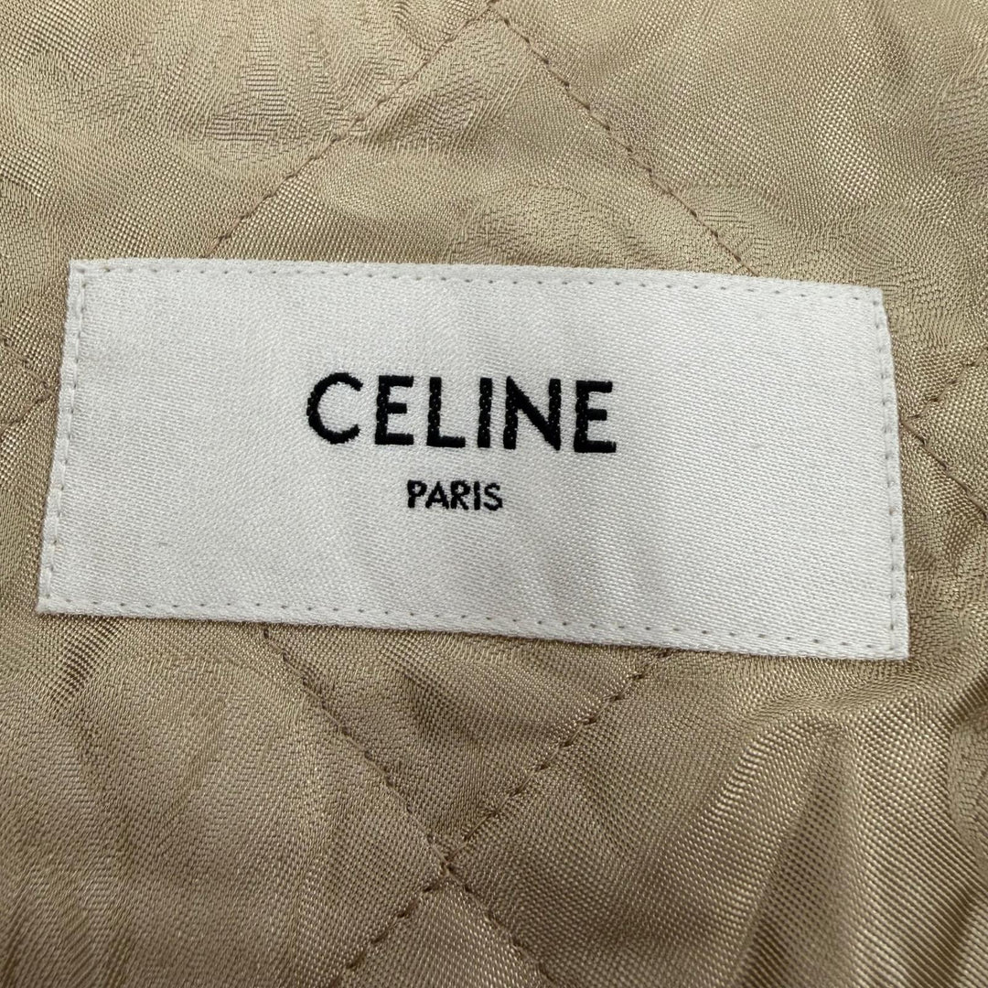 Excellent CELINE Jacket Triomphe button, check pattern, padded overshirt. 34