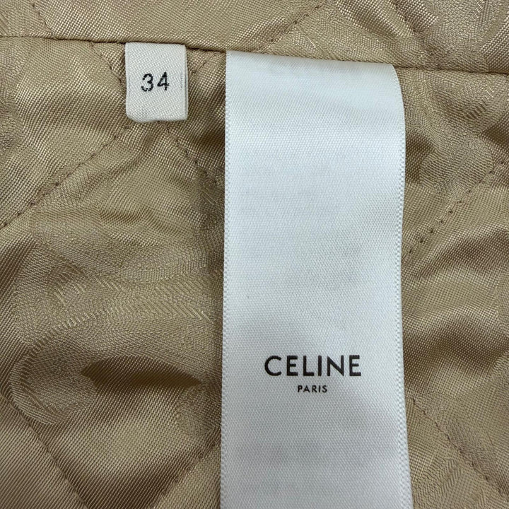 Excellent CELINE Jacket Triomphe button, check pattern, padded overshirt. 34
