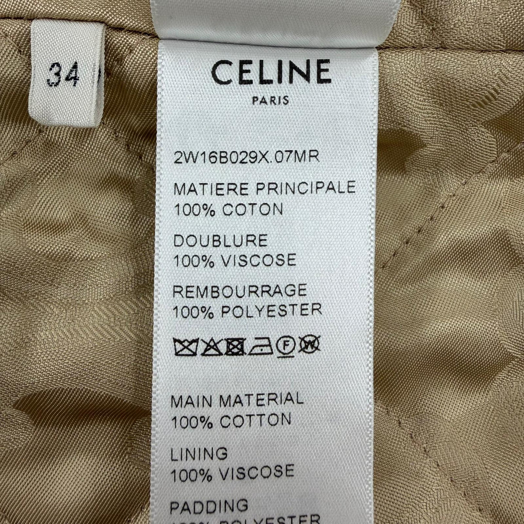 Excellent CELINE Jacket Triomphe button, check pattern, padded overshirt. 34