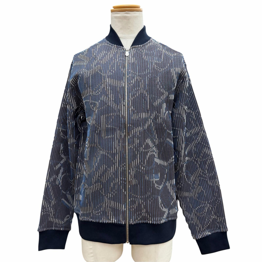 Excellent HERMES Jacket All-over print zip-up blouson Navy silk mens M