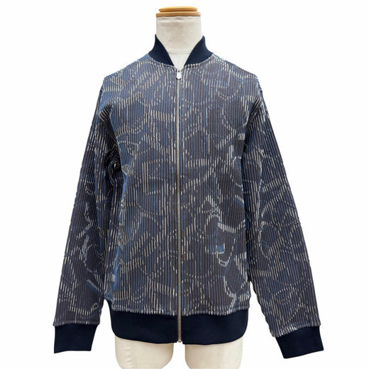 Excellent HERMES Jacket All-over print zip-up blouson Navy silk mens M