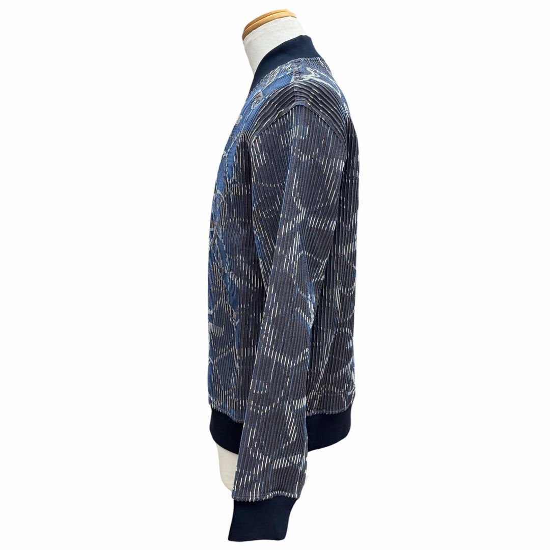 Excellent HERMES Jacket All-over print zip-up blouson Navy silk mens M