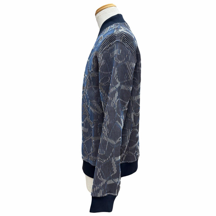 Excellent HERMES Jacket All-over print zip-up blouson Navy silk mens M