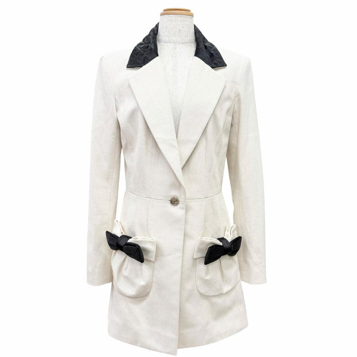 Excellent CHANEL tailored jacket COCO Button Matelassé Ribbon 36 P70569V62000