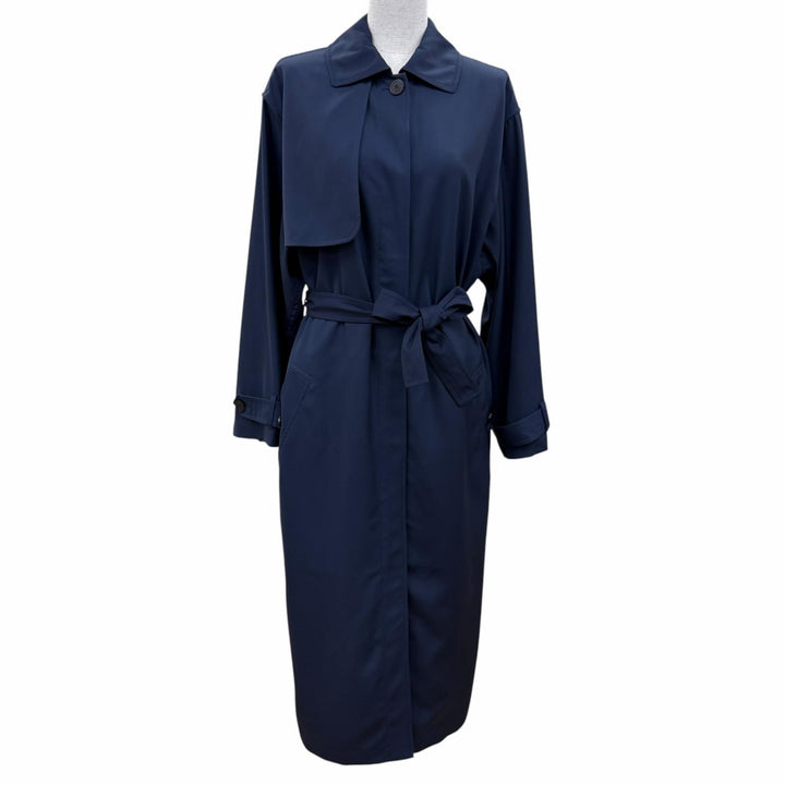 Pristine HERMES Crude Cell Trench Coat Serie buttons with belt Navy Women FR 36
