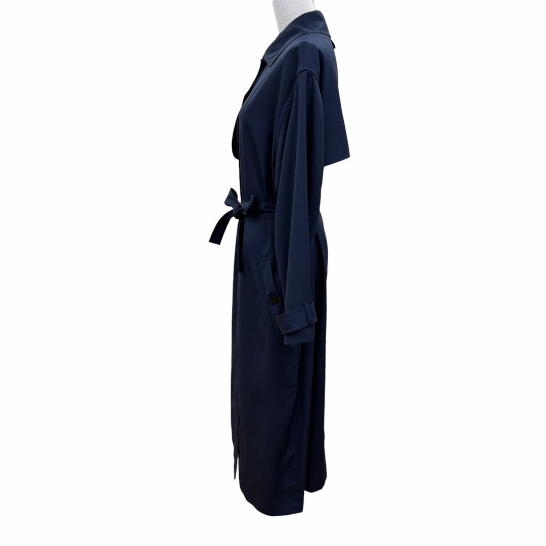 Pristine HERMES Crude Cell Trench Coat Serie buttons with belt Navy Women FR 36