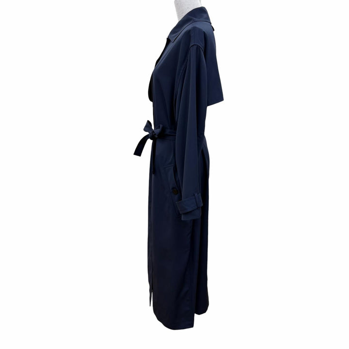 Pristine HERMES Crude Cell Trench Coat Serie buttons with belt Navy Women FR 36