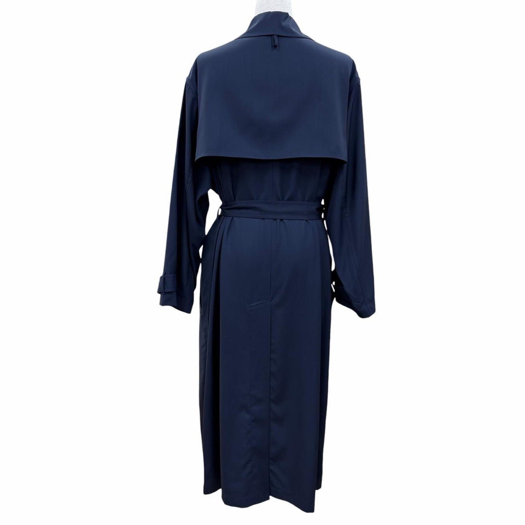 Pristine HERMES Crude Cell Trench Coat Serie buttons with belt Navy Women FR 36