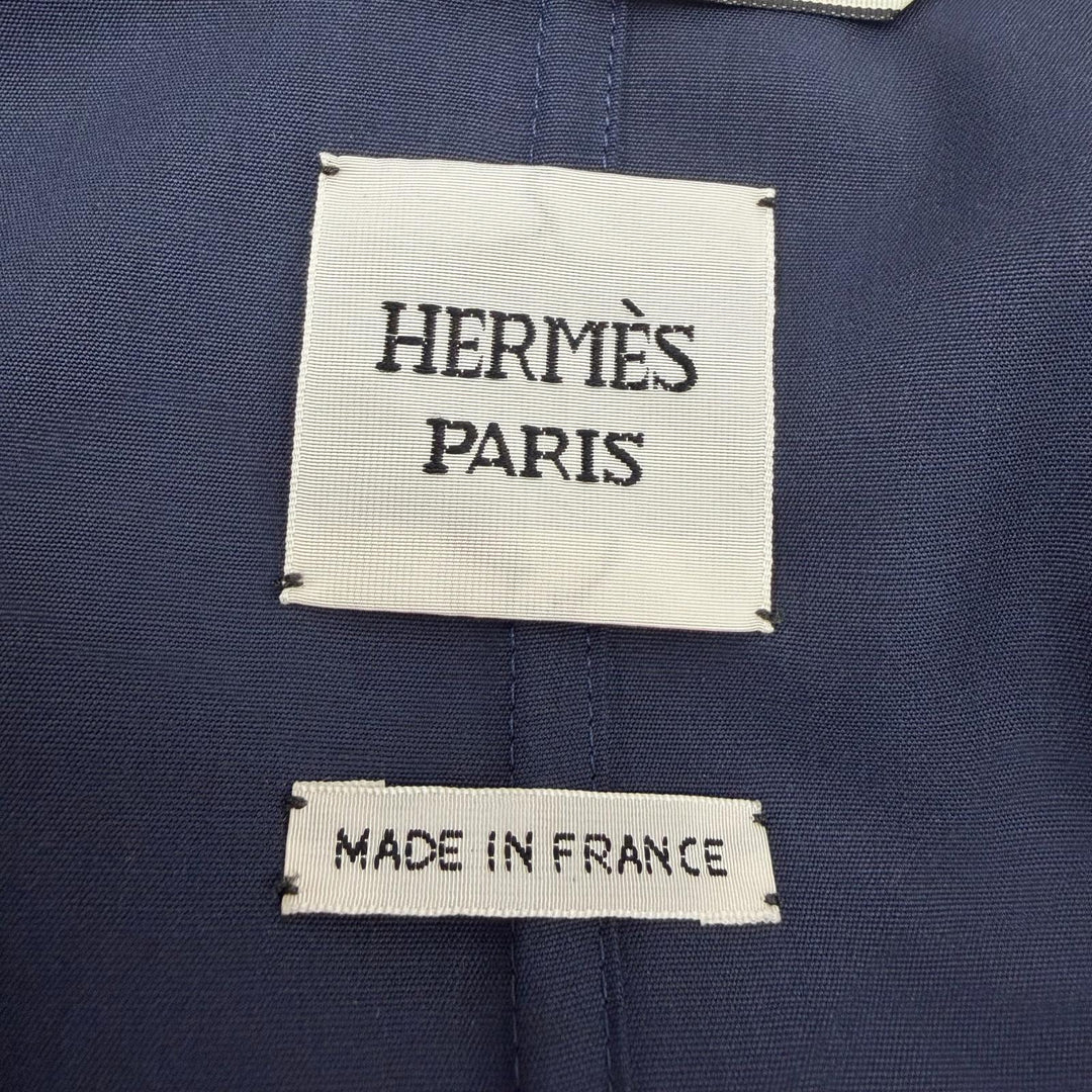 Pristine HERMES Crude Cell Trench Coat Serie buttons with belt Navy Women FR 36