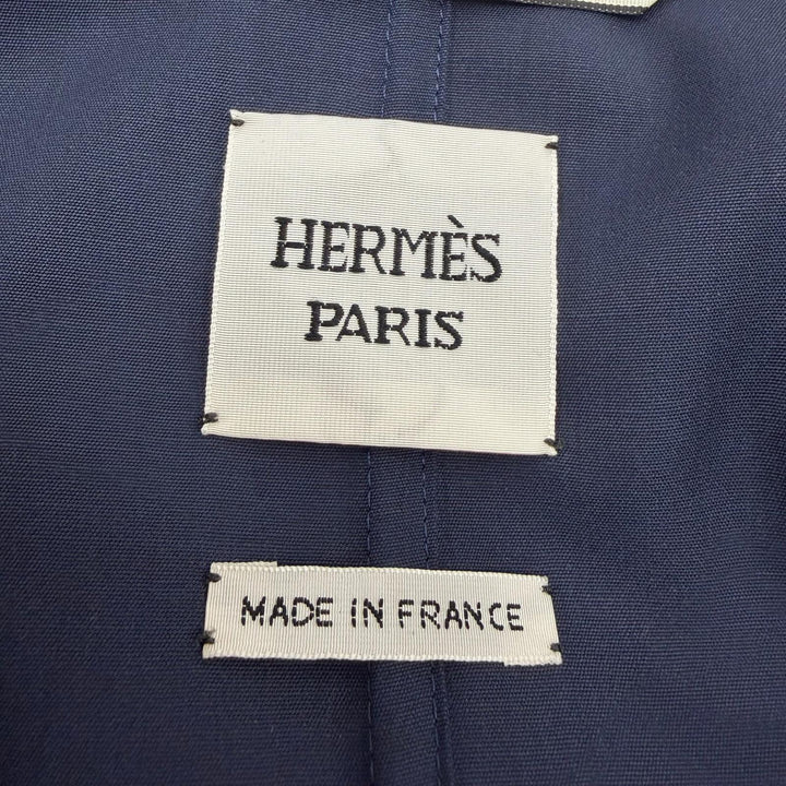Pristine HERMES Crude Cell Trench Coat Serie buttons with belt Navy Women FR 36