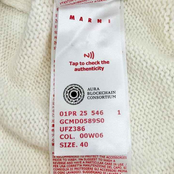 Pristine MARNI Beaded Trim Pullover Long Sleeve Knit Sweater Ivory 40 GCMD0589S0