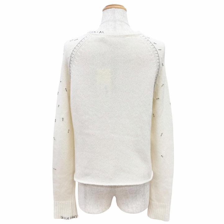 Pristine MARNI Beaded Trim Pullover Long Sleeve Knit Sweater Ivory 40 GCMD0589S0