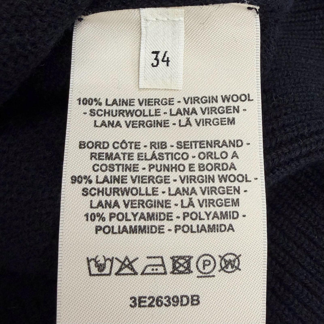 Excellent HERMES Best H-motif V-neck pullover knit black Virgin wool 34 3E2639DB
