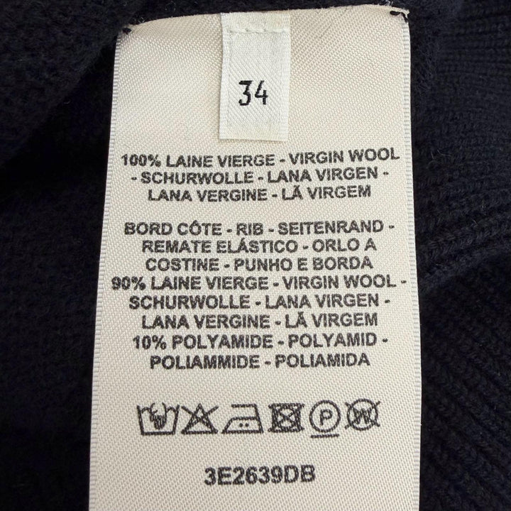 Excellent HERMES Best H-motif V-neck pullover knit black Virgin wool 34 3E2639DB