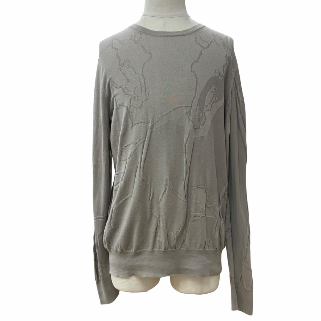 Great HERMES sweater Horse print crew neck knit gray cotton mens L 11-5724