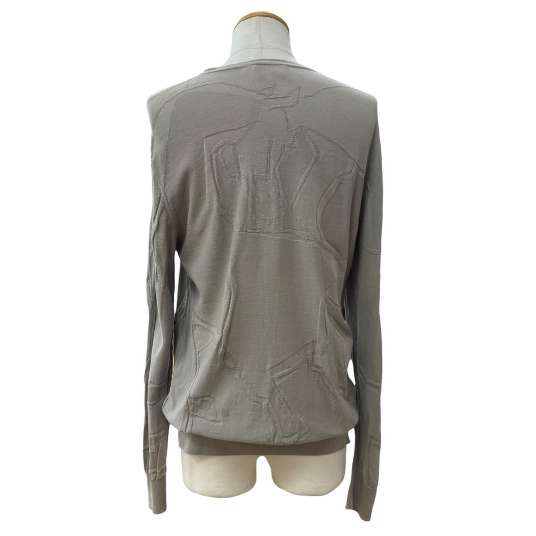 Great HERMES sweater Horse print crew neck knit gray cotton mens L 11-5724