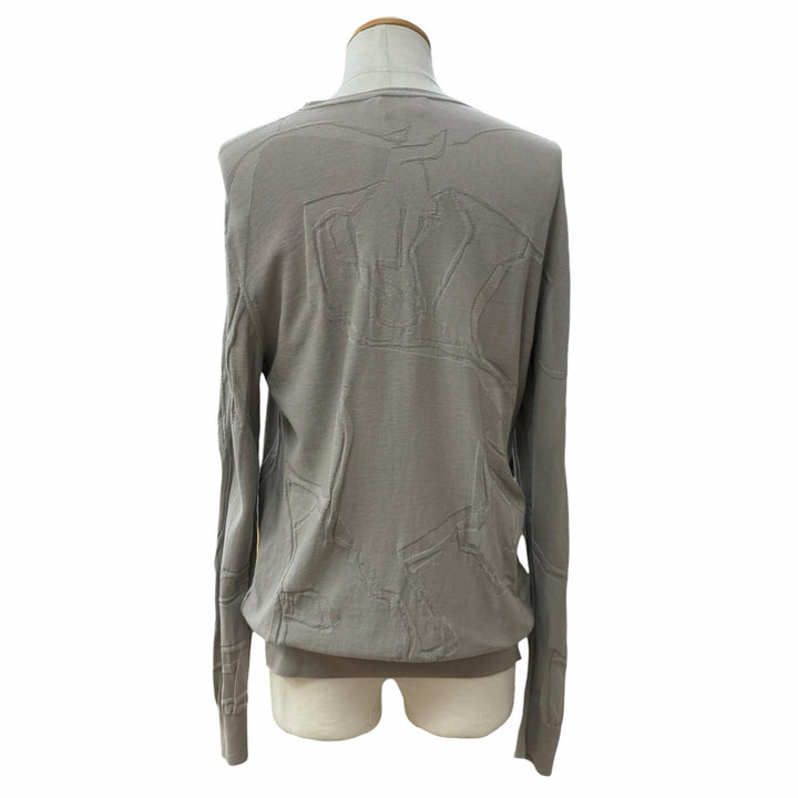 Great HERMES sweater Horse print crew neck knit gray cotton mens L 11-5724