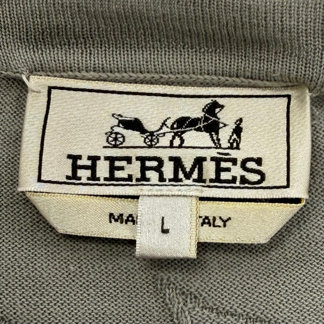 Great HERMES sweater Horse print crew neck knit gray cotton mens L 11-5724