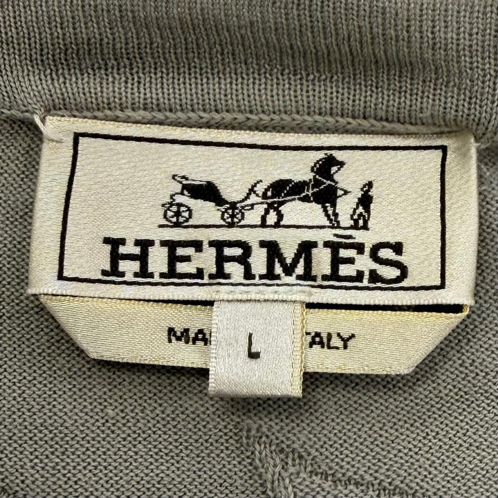Great HERMES sweater Horse print crew neck knit gray cotton mens L 11-5724