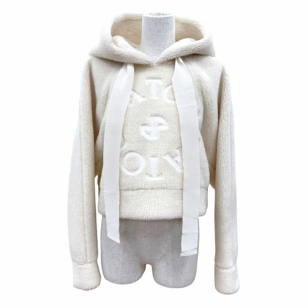 Pristine PATOU hoodie MEDALLION LOGO Cropped Boa Ivory Women S 23A-JE097-0157