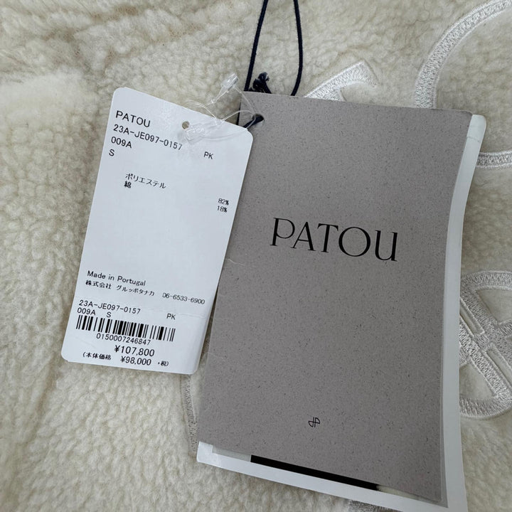 Pristine PATOU hoodie MEDALLION LOGO Cropped Boa Ivory Women S 23A-JE097-0157