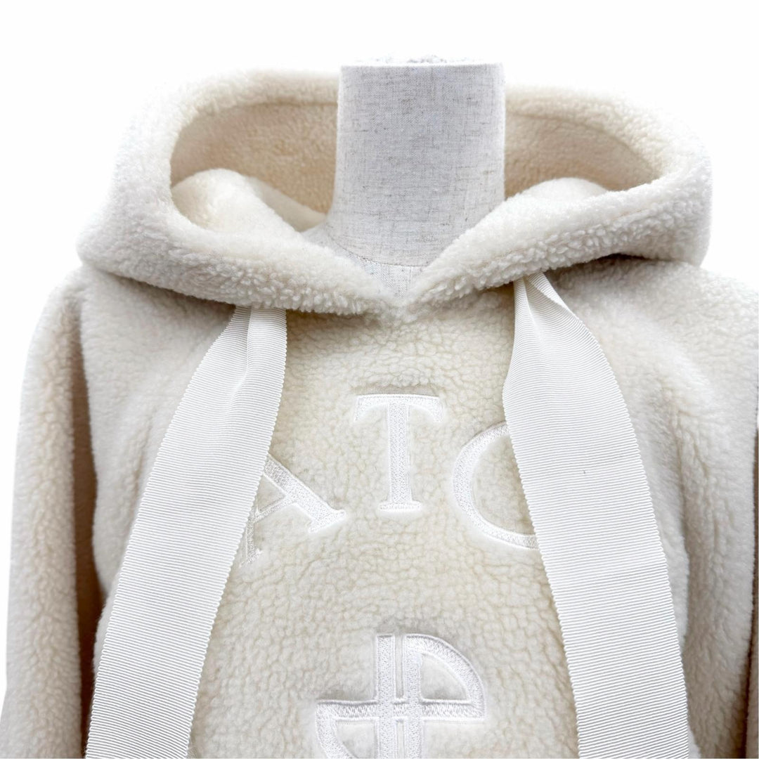 Pristine PATOU hoodie MEDALLION LOGO Cropped Boa Ivory Women S 23A-JE097-0157