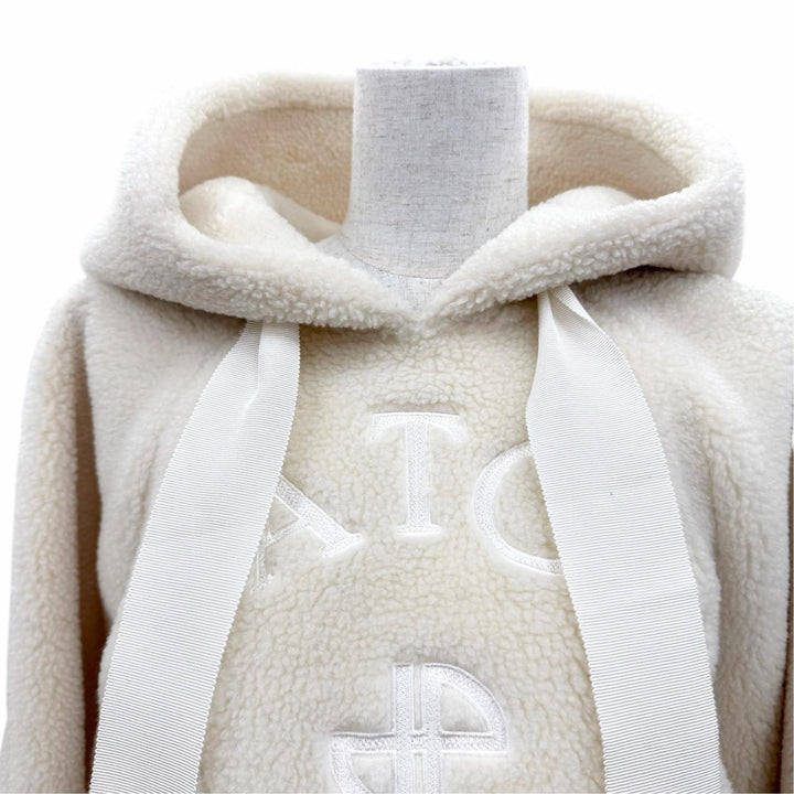 Pristine PATOU hoodie MEDALLION LOGO Cropped Boa Ivory Women S 23A-JE097-0157