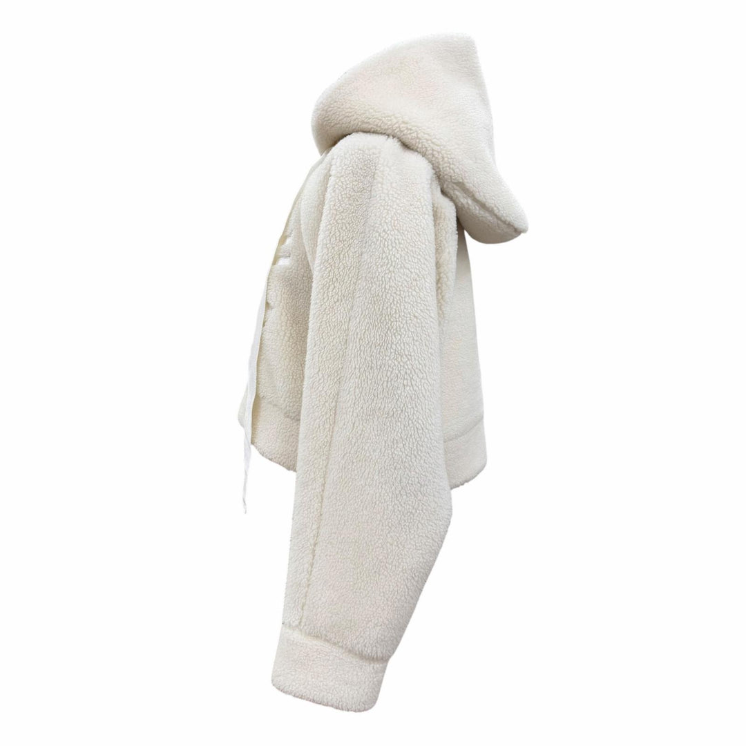 Pristine PATOU hoodie MEDALLION LOGO Cropped Boa Ivory Women S 23A-JE097-0157