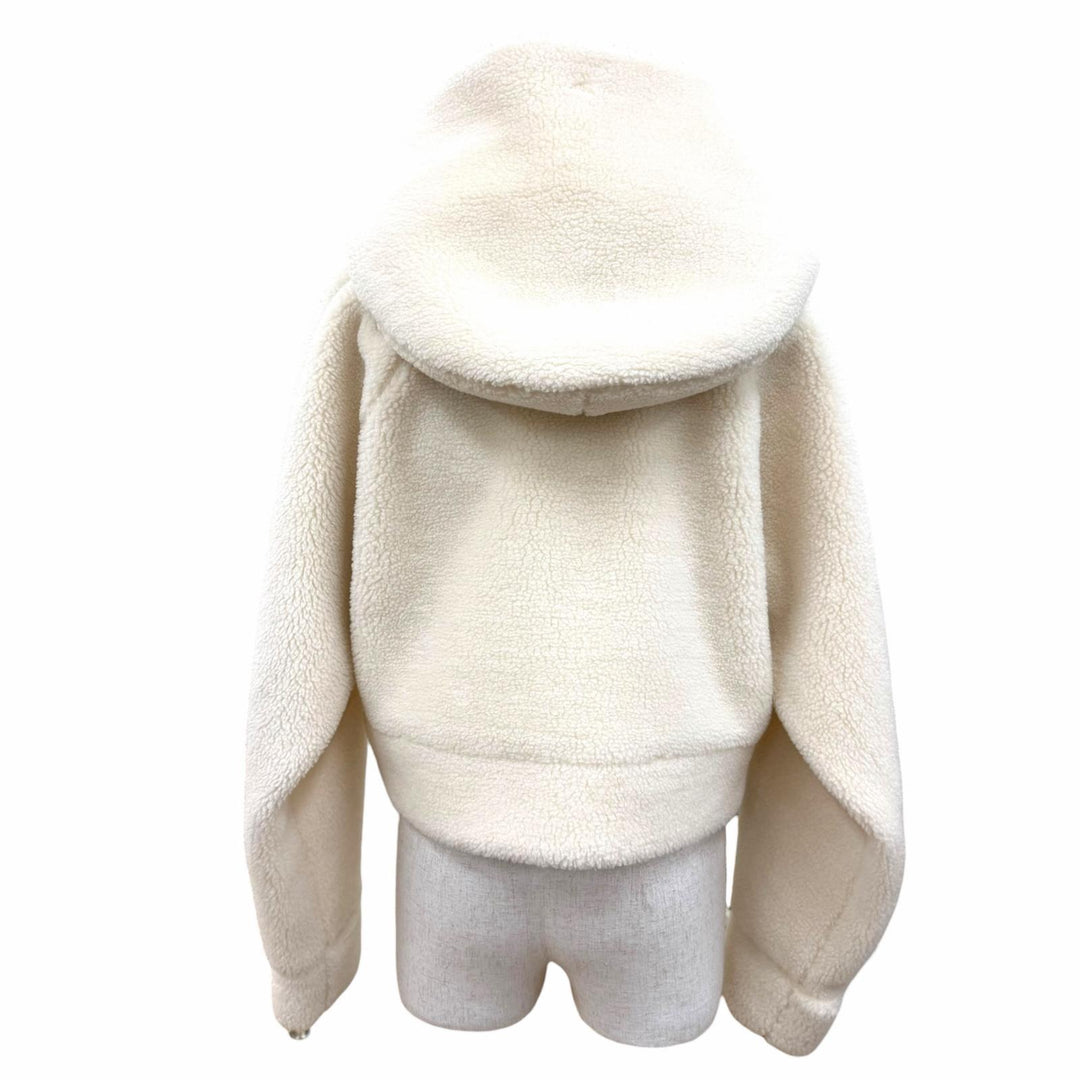 Pristine PATOU hoodie MEDALLION LOGO Cropped Boa Ivory Women S 23A-JE097-0157