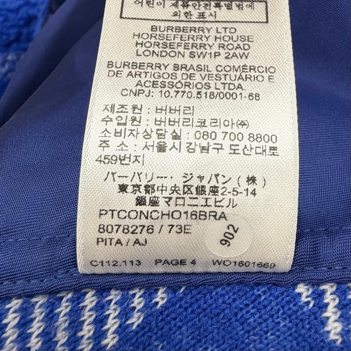 Pristine BURBERRY hoodie Check Pattern Boa Hooded Pullover blue M 8078276