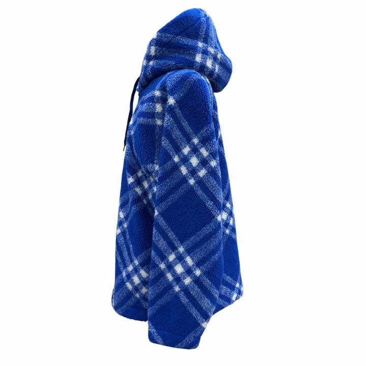 Pristine BURBERRY hoodie Check Pattern Boa Hooded Pullover blue M 8078276
