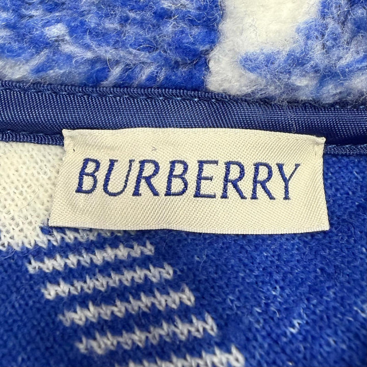 Pristine BURBERRY hoodie Check Pattern Boa Hooded Pullover blue M 8078276