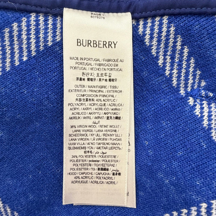 Pristine BURBERRY hoodie Check Pattern Boa Hooded Pullover blue M 8078276
