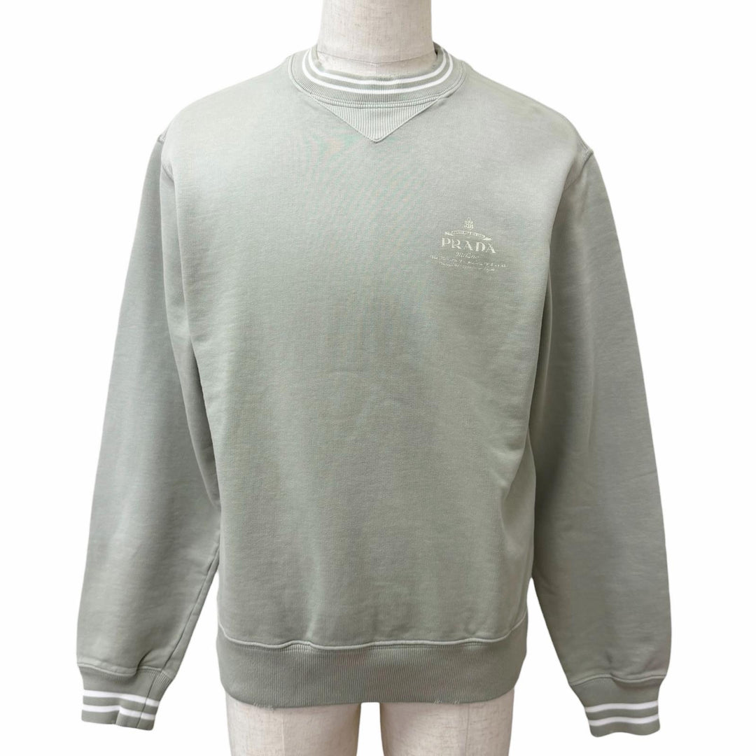 Great PRADA sweat Distressed sweatshirt Light green cotton mens XS UJL69B