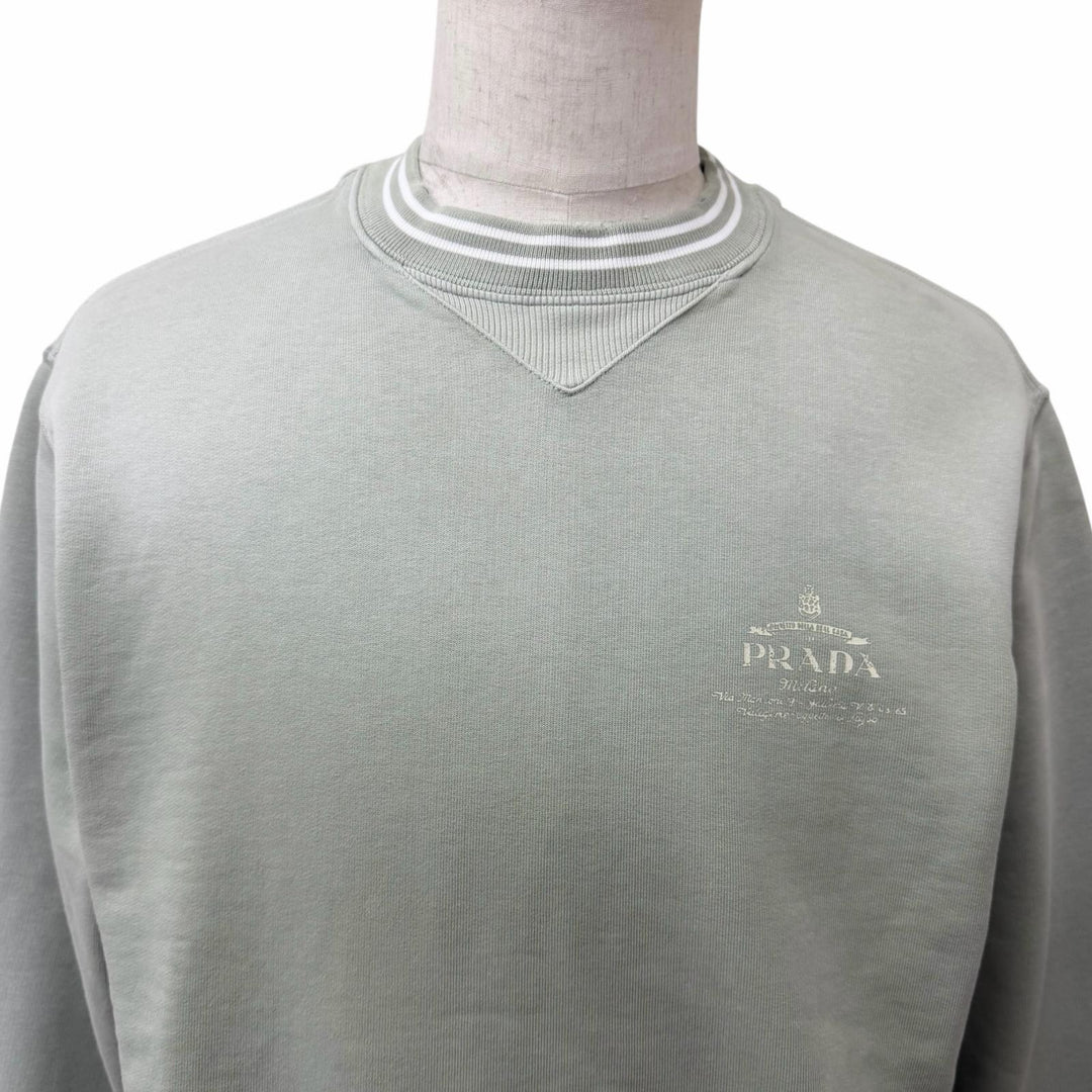 Great PRADA sweat Distressed sweatshirt Light green cotton mens XS UJL69B