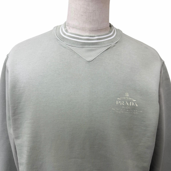 Great PRADA sweat Distressed sweatshirt Light green cotton mens XS UJL69B