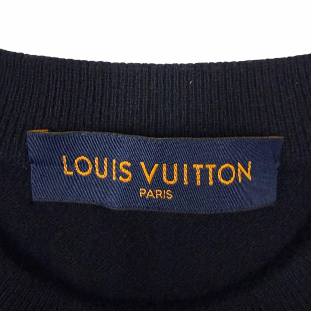 Great LOUIS VUITTON NIGO sweater Intarsia Jacquard Dragon Navy cashmere mens XS