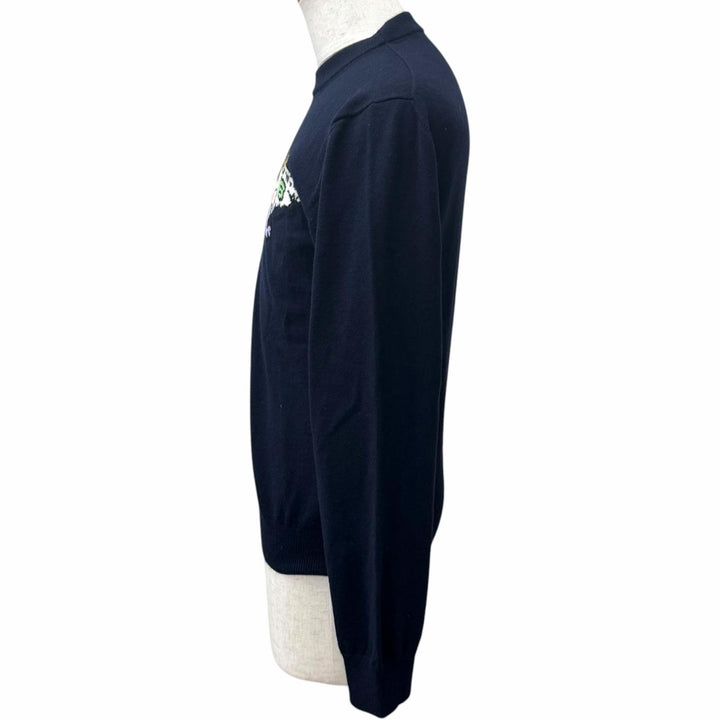 Great LOUIS VUITTON NIGO sweater Intarsia Jacquard Dragon Navy cashmere mens XS