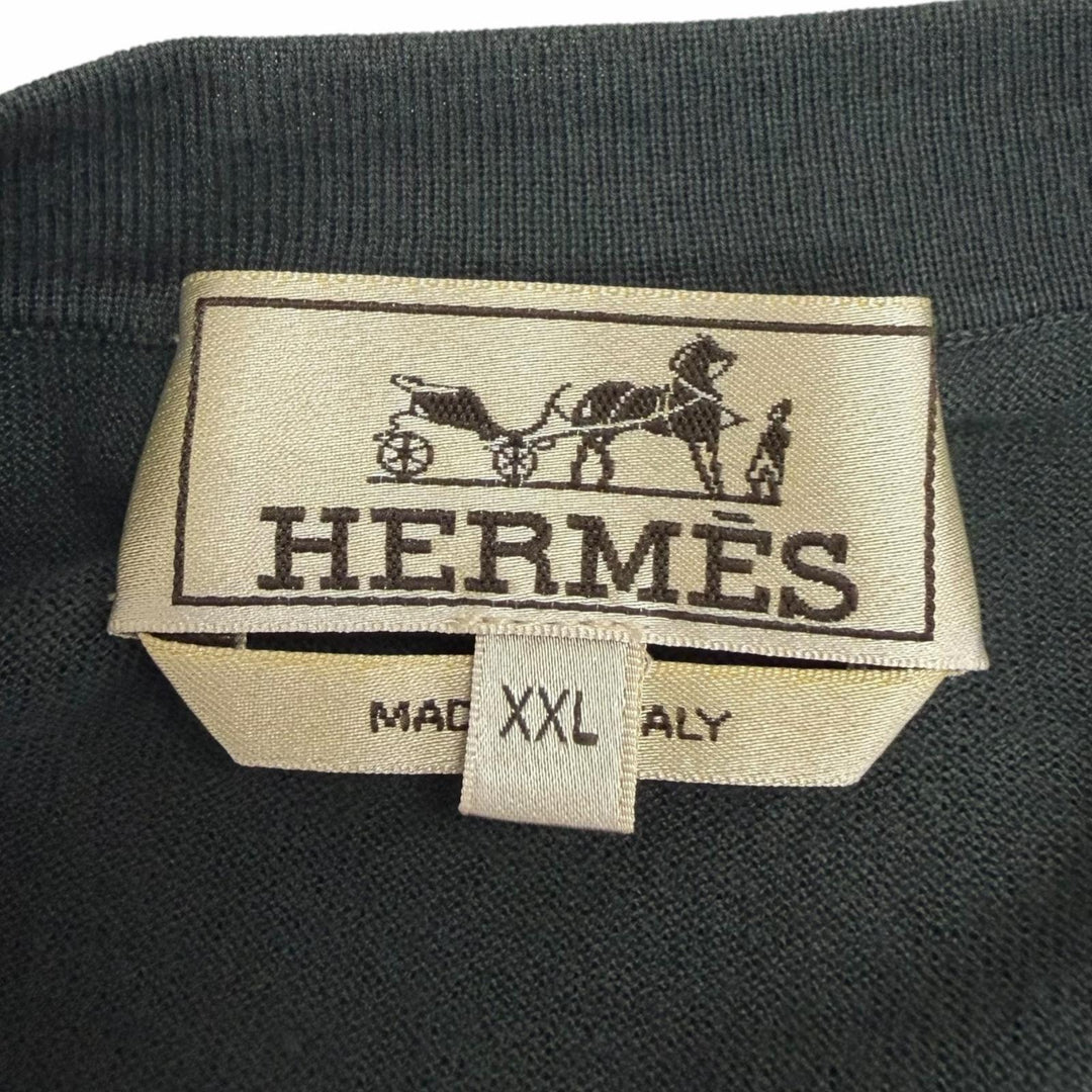Pristine HERMES sweater Chaine d'Ancre Metal Design Thin khaki cotton mens XXL