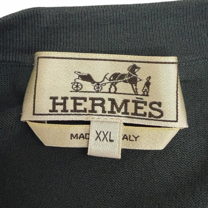 Pristine HERMES sweater Chaine d'Ancre Metal Design Thin khaki cotton mens XXL