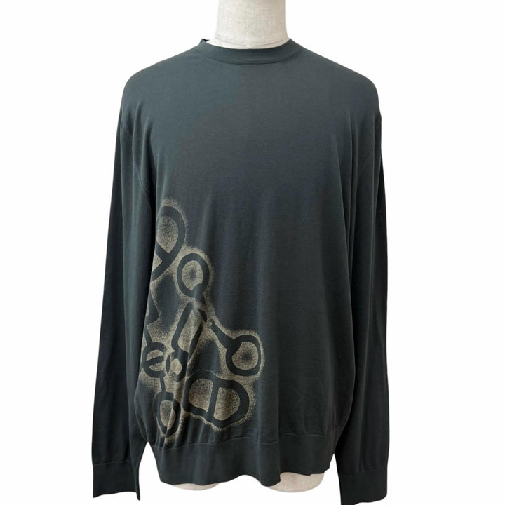 Pristine HERMES sweater Chaine d'Ancre Metal Design Thin khaki cotton mens XXL