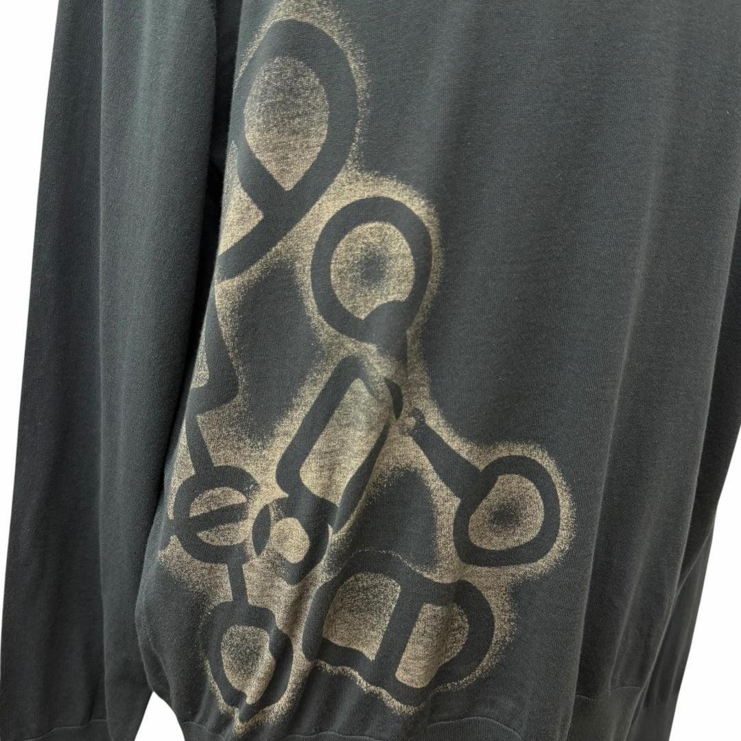 Pristine HERMES sweater Chaine d'Ancre Metal Design Thin khaki cotton mens XXL