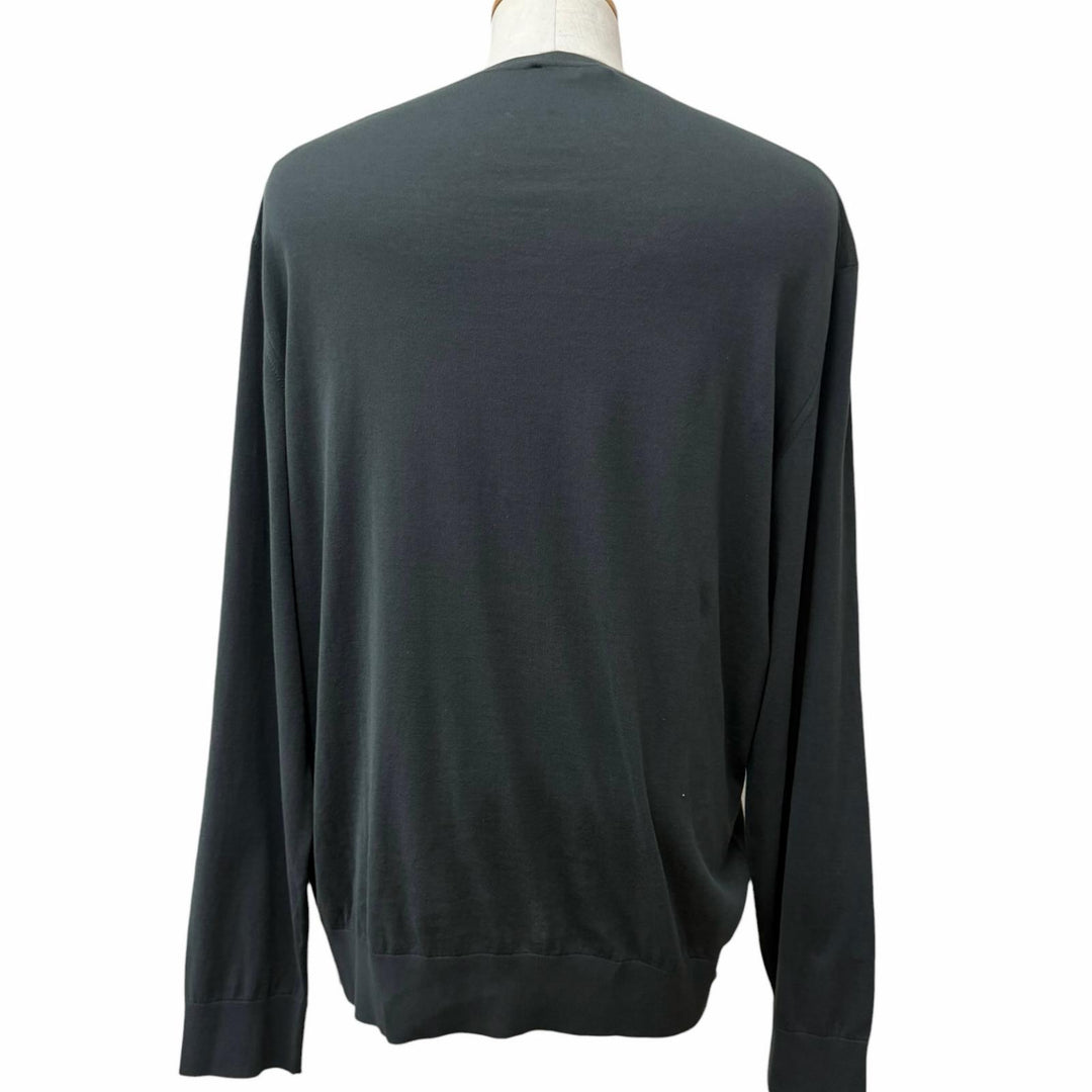 Pristine HERMES sweater Chaine d'Ancre Metal Design Thin khaki cotton mens XXL